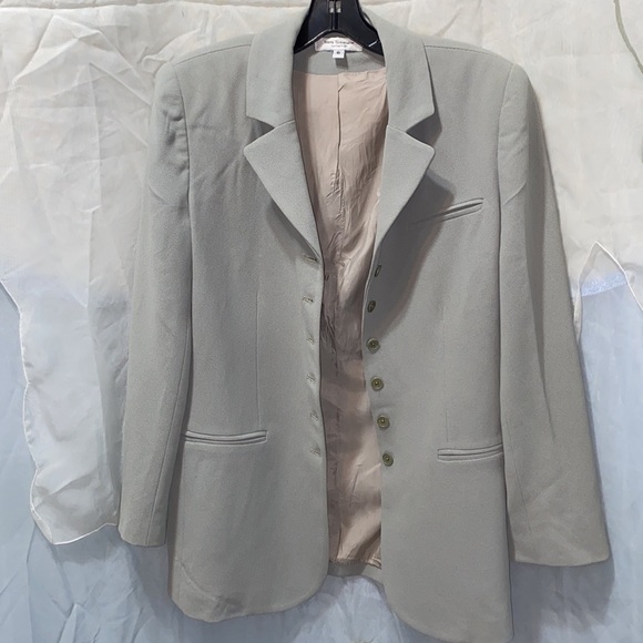 IRIS SINGER 6-BUTTON BLAZER MINT GREEN SKIRT SUIT SZ 6 JKT/SZ 8 SKIRT - Picture 2 of 16
